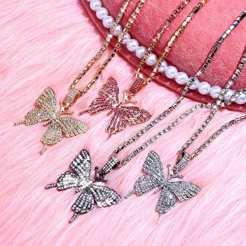Rhinestone Butterfly Butterfly Pendant Chain For Women Trendy Chain Choker  Jewelry Accessory, Perfect Girlfriends Gift In 2023 From Ellenolaf, $10.61  | DHgate.Com